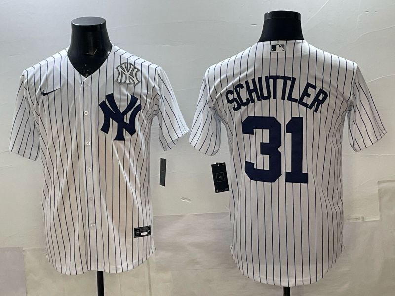Men New York Yankees #31 Schuttler white stripe Game Nike MLB 2025 Jersey 005->new york yankees->MLB Jersey